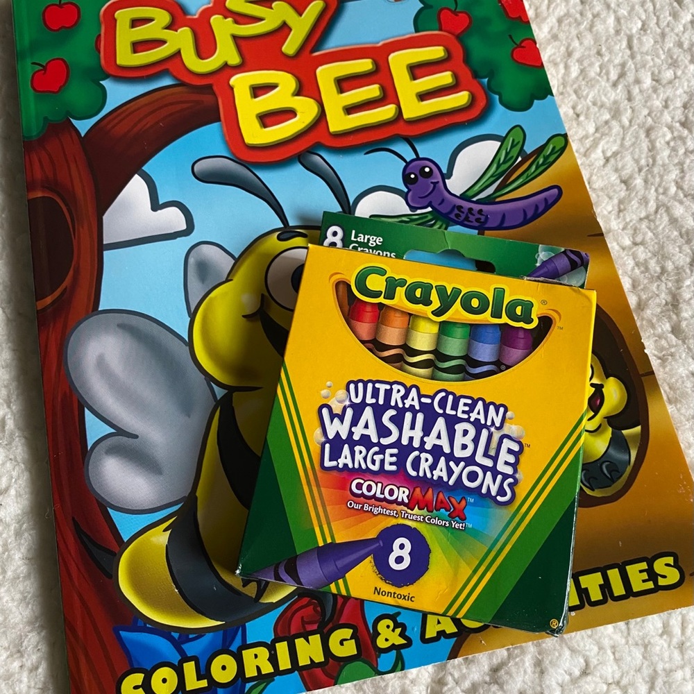 Busy Bee Activity/Coloring Book & Crayons NWT